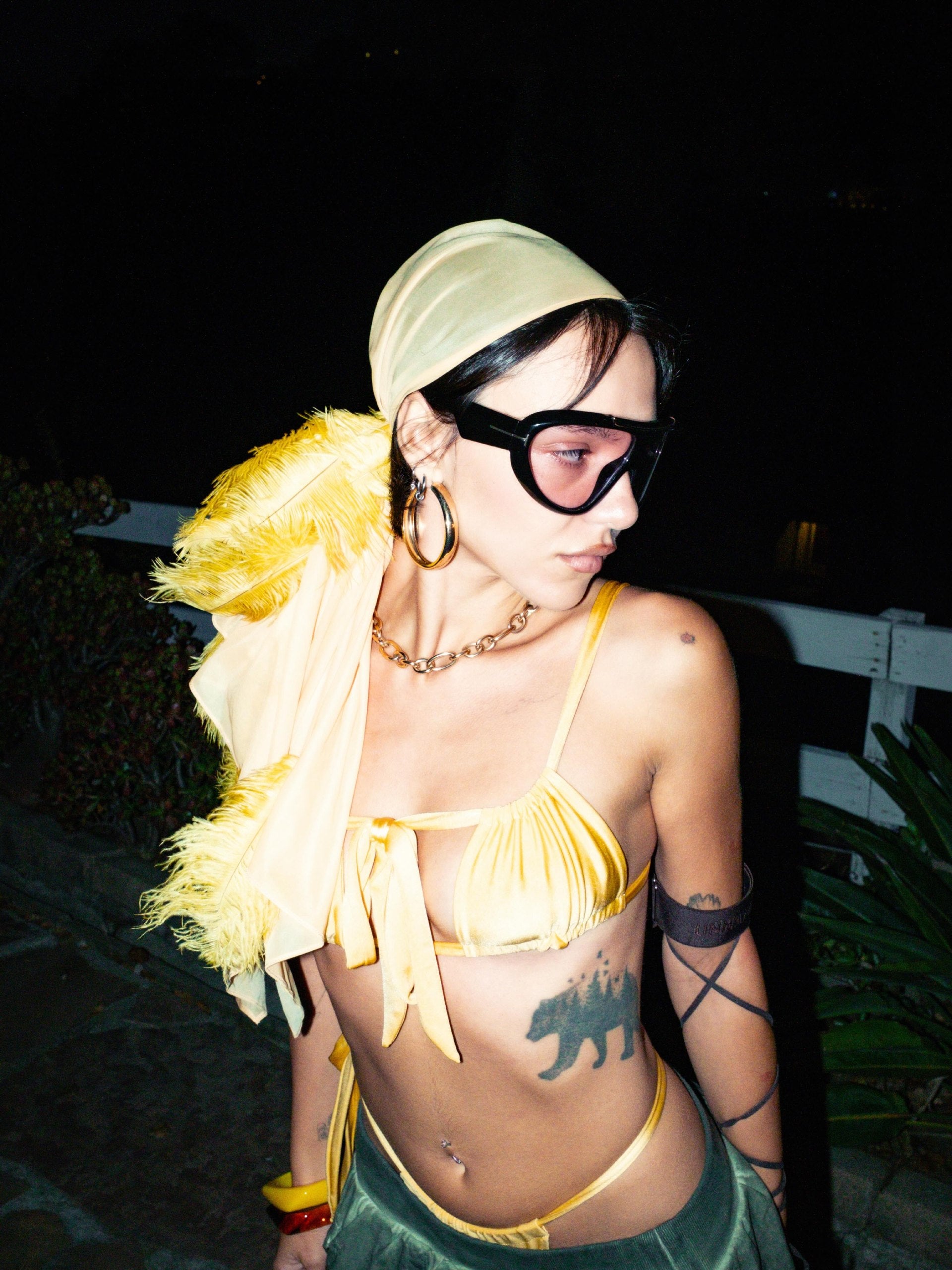 Yellow Double-Tie Bikini Top
