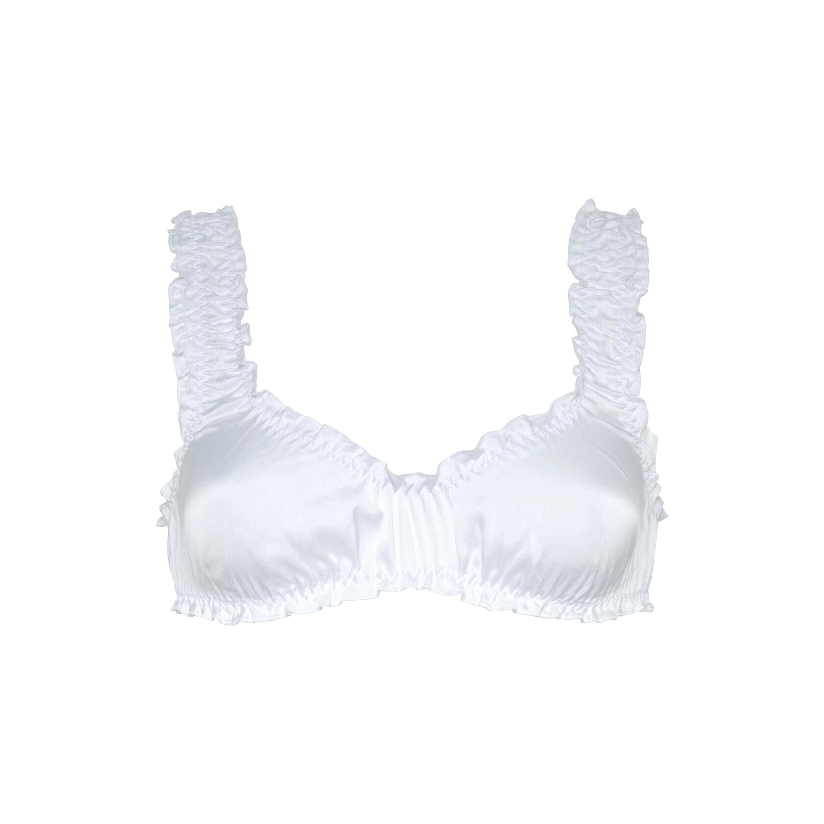 White Silk Ruffle Bralette