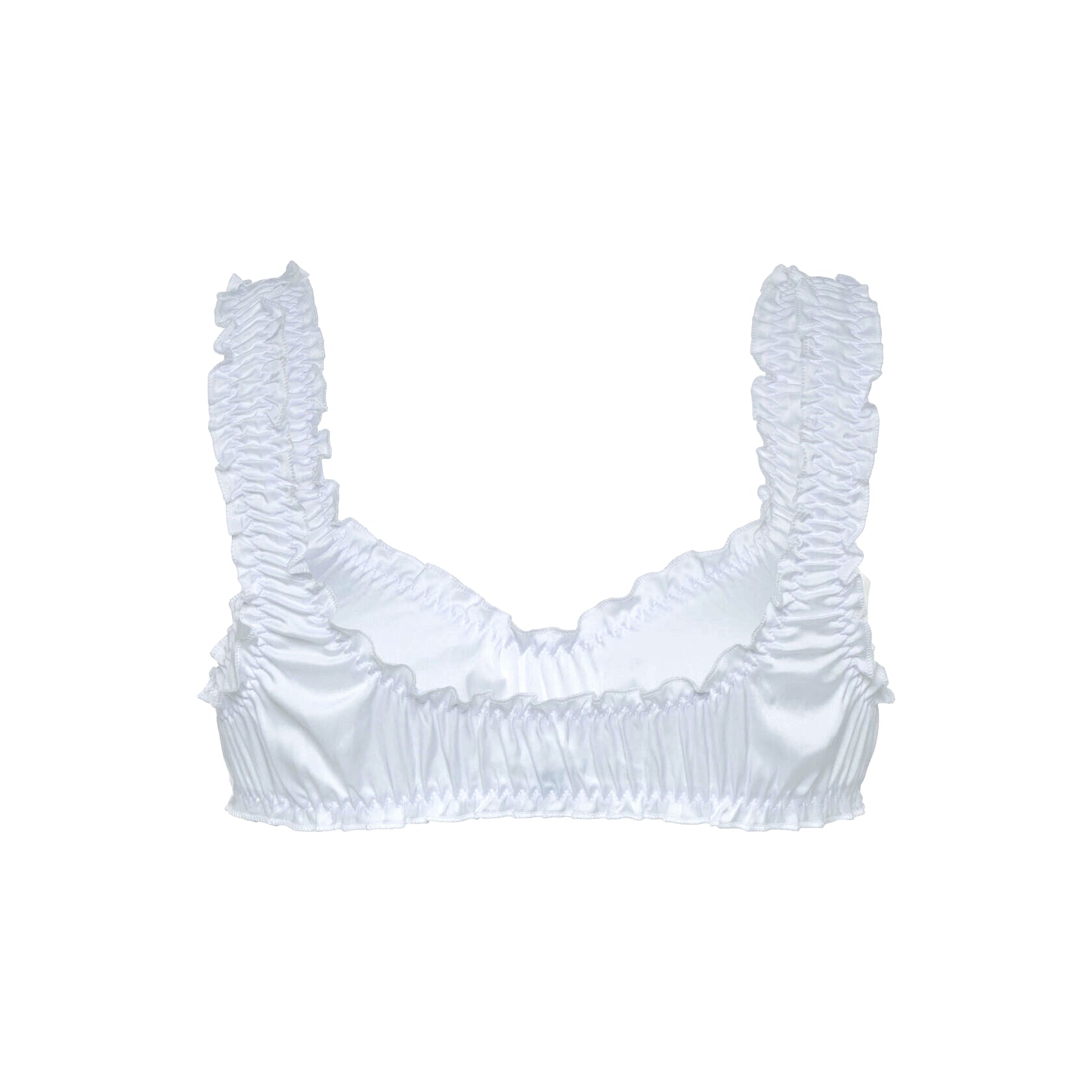 White Silk Ruffle Bralette